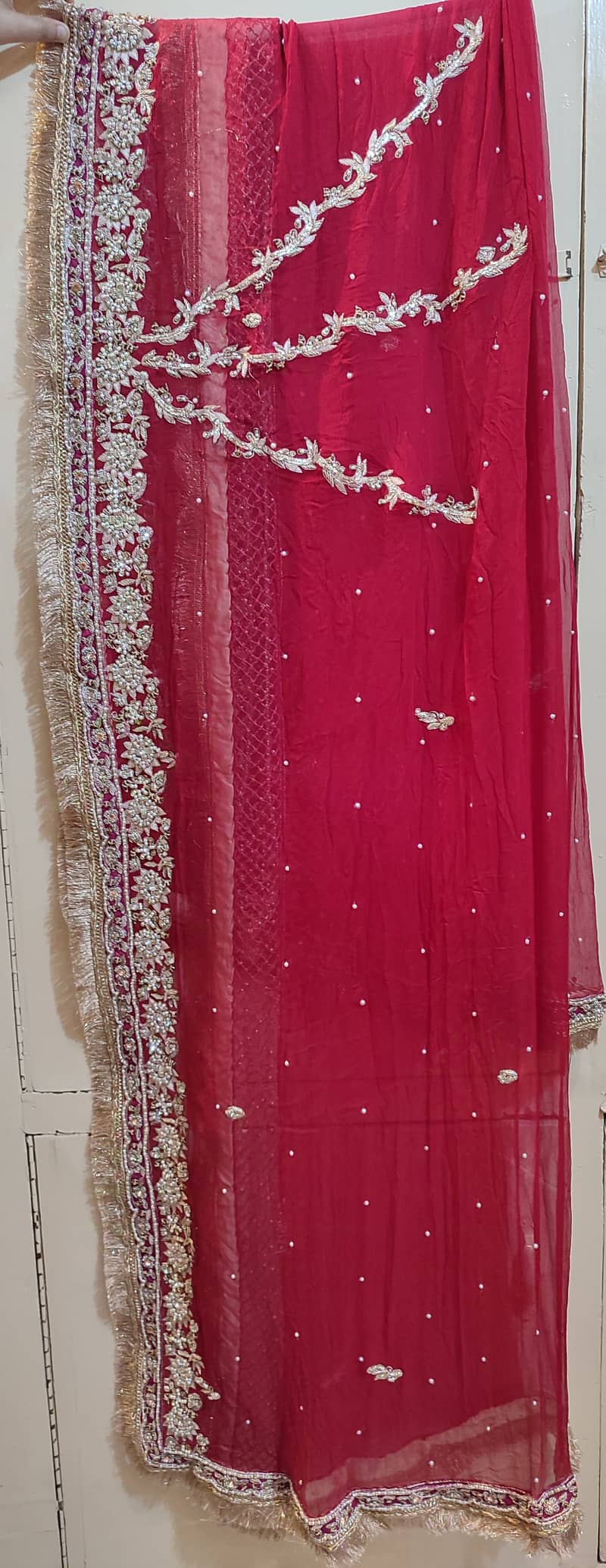 Bridal Dress / Fresh Red / Pure Chiffon / Nakshi Dabka work 8