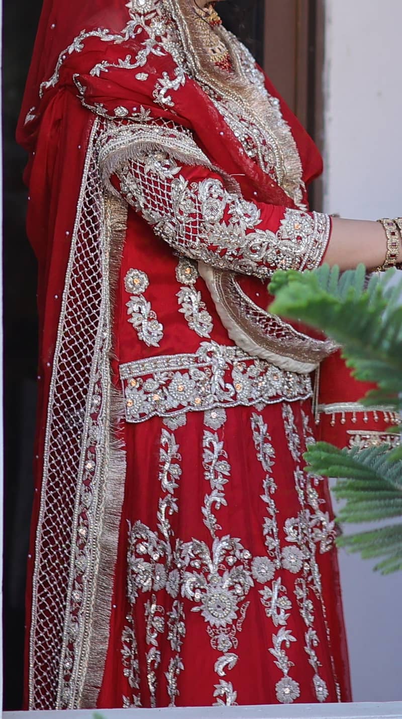 Bridal Dress / Fresh Red / Pure Chiffon / Nakshi Dabka work 13