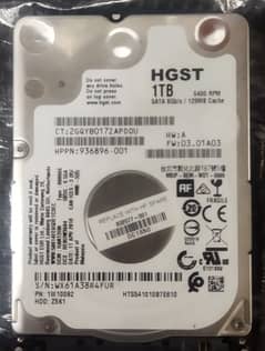 (HGST) Hitachi 1tb hard disk for laptop with 100% health 0