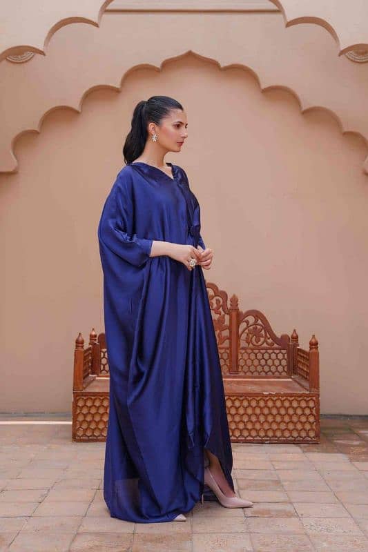 1 Pc Women's Stitched Katan Silk Plain Kaftan 4