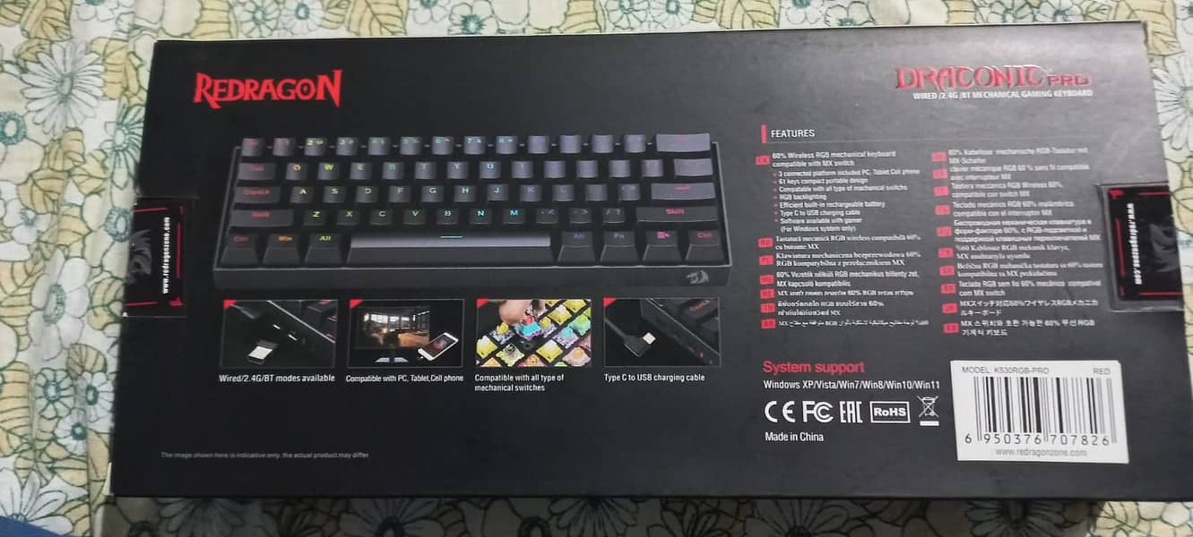 Redragon K530 60 Percent Gaming Keyboard Wireless and Wired 1