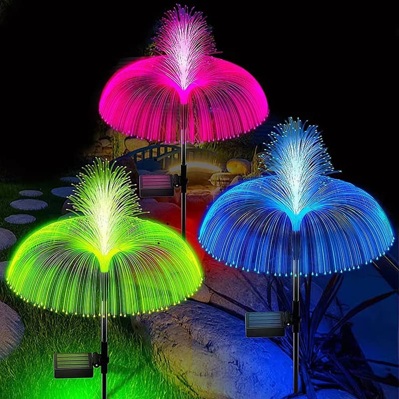 Double Jellyfish Solar Light, 7 Colors Gradient, Solar Garden Light, 0