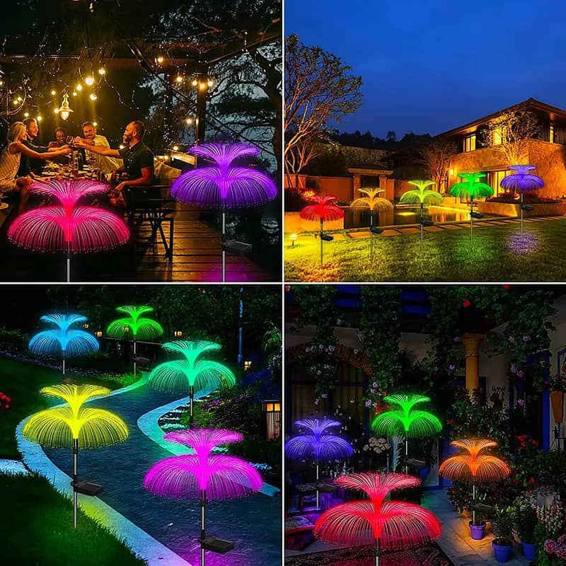 Double Jellyfish Solar Light, 7 Colors Gradient, Solar Garden Light, 11