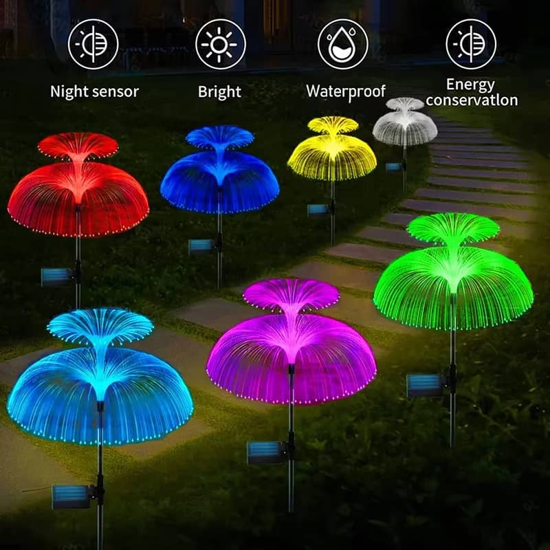 Double Jellyfish Solar Light, 7 Colors Gradient, Solar Garden Light, 19