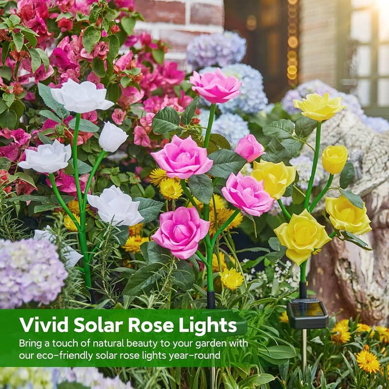 Solar Rose Flower Light,7 Color Changing Design,IP65 Waterproof 5