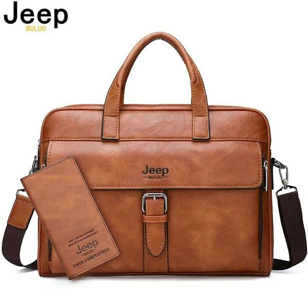 JEEP BULUO Leather Laptop Bag - Stylish and Durable 1