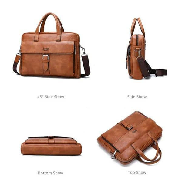 JEEP BULUO Leather Laptop Bag - Stylish and Durable 2