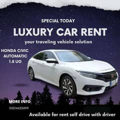 Honda rent a car/Civic car rental/Rent a car/without Driver