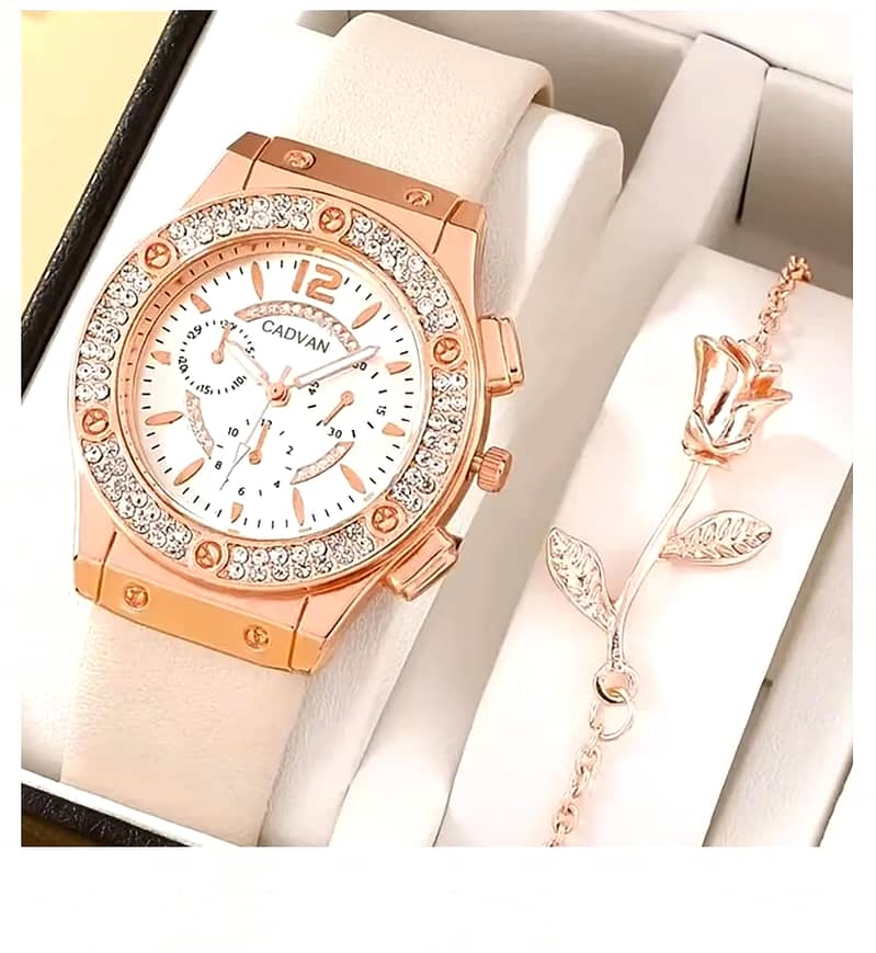 6 Pcs/set luxury women watch ring necklace earrings rhinestone casual 5