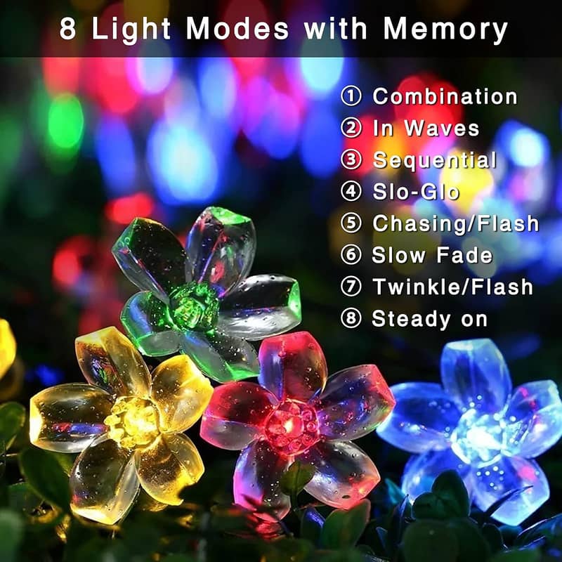 Solar String Cherry Blossoms beautiful Fairy Lights 8Modes Multi-Color 2