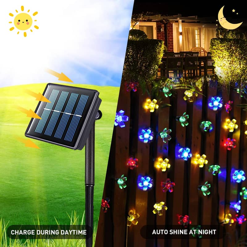 Solar String Cherry Blossoms beautiful Fairy Lights 8Modes Multi-Color 1