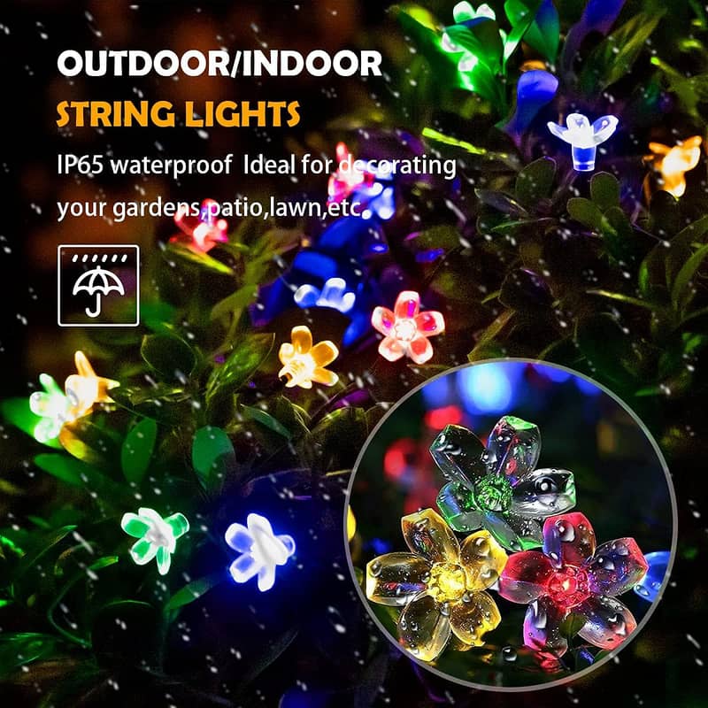 Solar String Cherry Blossoms beautiful Fairy Lights 8Modes Multi-Color 19