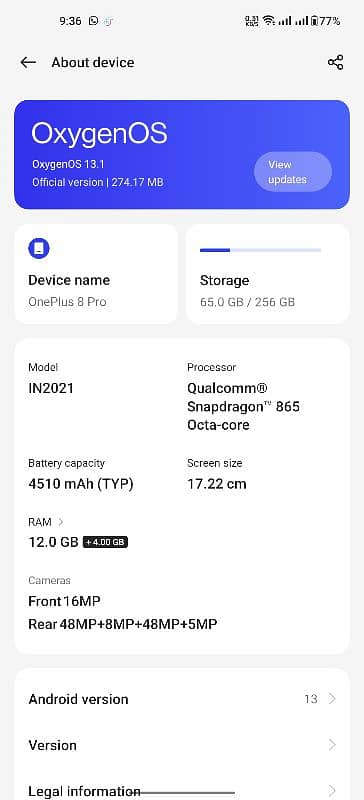 One plus 8 pro dual sim 12 gb 256 gb pta approved 7