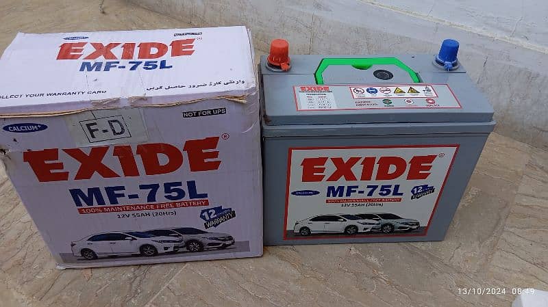 Exide Battery MF-75 L 1300cc Cars Maintenance Free Battery 0