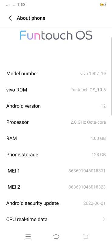 Vivo S1 (4GB RAM + 128 GB + charger) condition 10/10 5