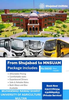 Pick and Drop From Shujabad To Universities in Multan 0