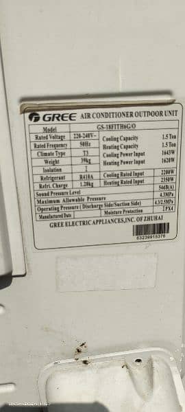 Gree 1.5 ton (heat and cool) 0