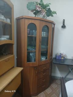 multiple furniture items for sale, dining table, bed set, showcase