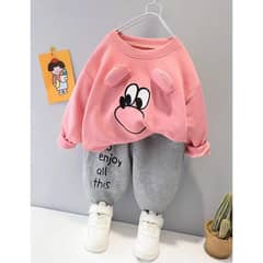 2 pcs boys Fleece printed Tracksuit 0