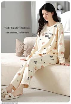 3 PCs woman stitched cotton jersey printed night suit