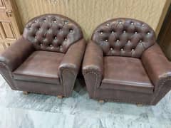 5 Seater Sofa Set With Leather Poshish Chocolate Brown Shiny color 0