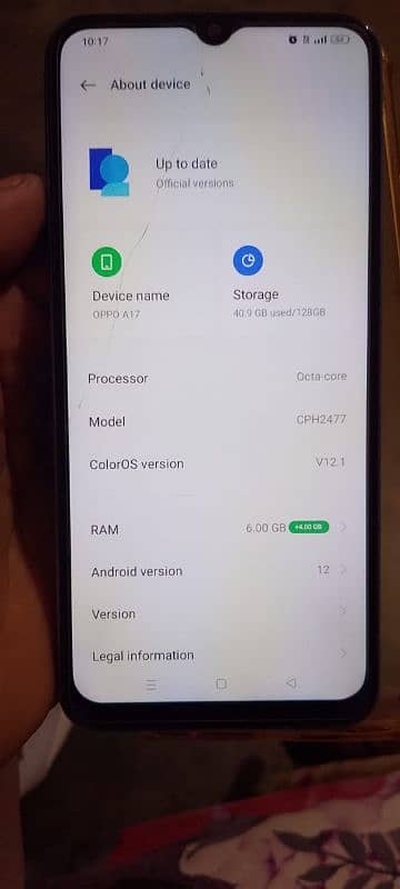 oppo a17 Mobil new condition hai  6 128 memory hai 2