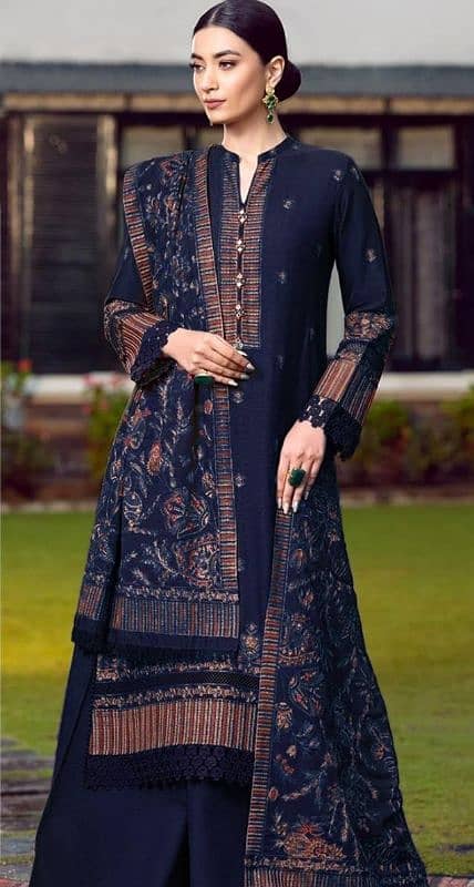 3 PCS WOMEN'S UNSTITCHED DHNAK embroidery suit 2