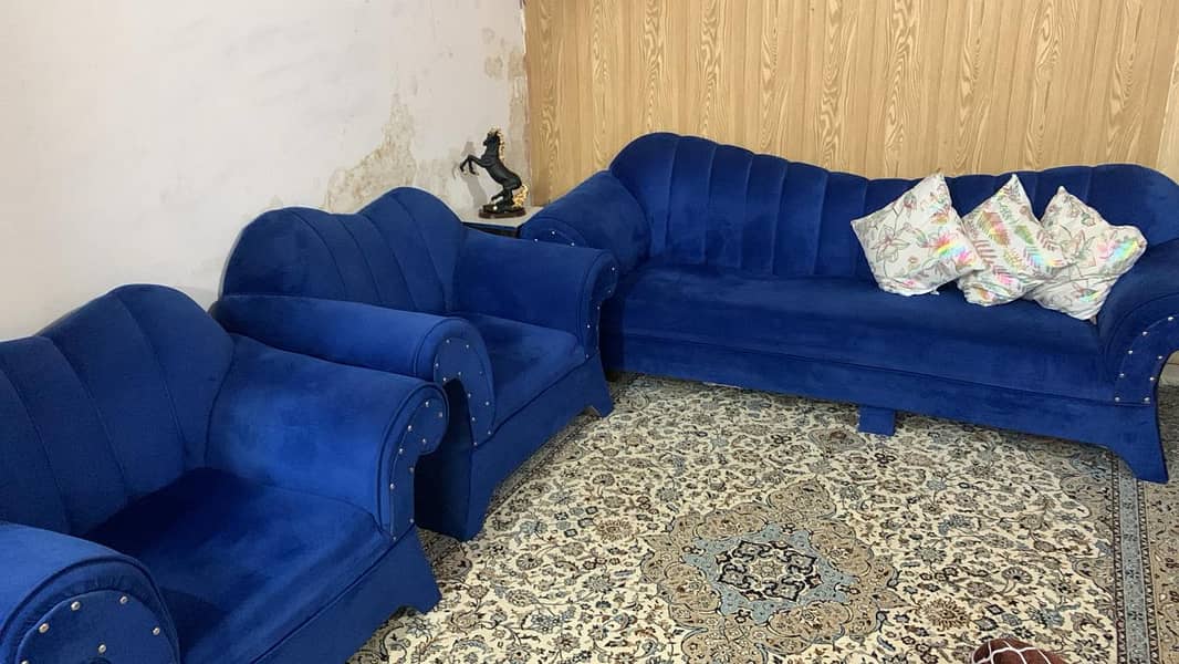 sofa set / 5 seater sofa set / blue elegant sofa / wooden sofa set / 0