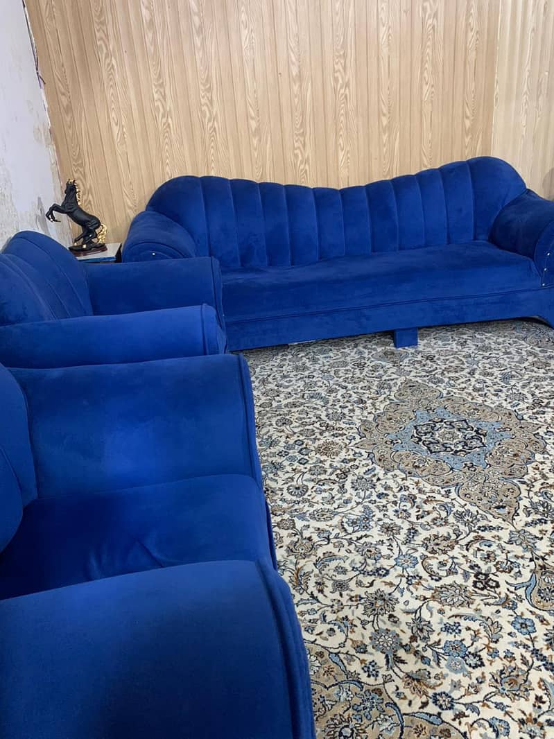 sofa set / 5 seater sofa set / blue elegant sofa / wooden sofa set / 1