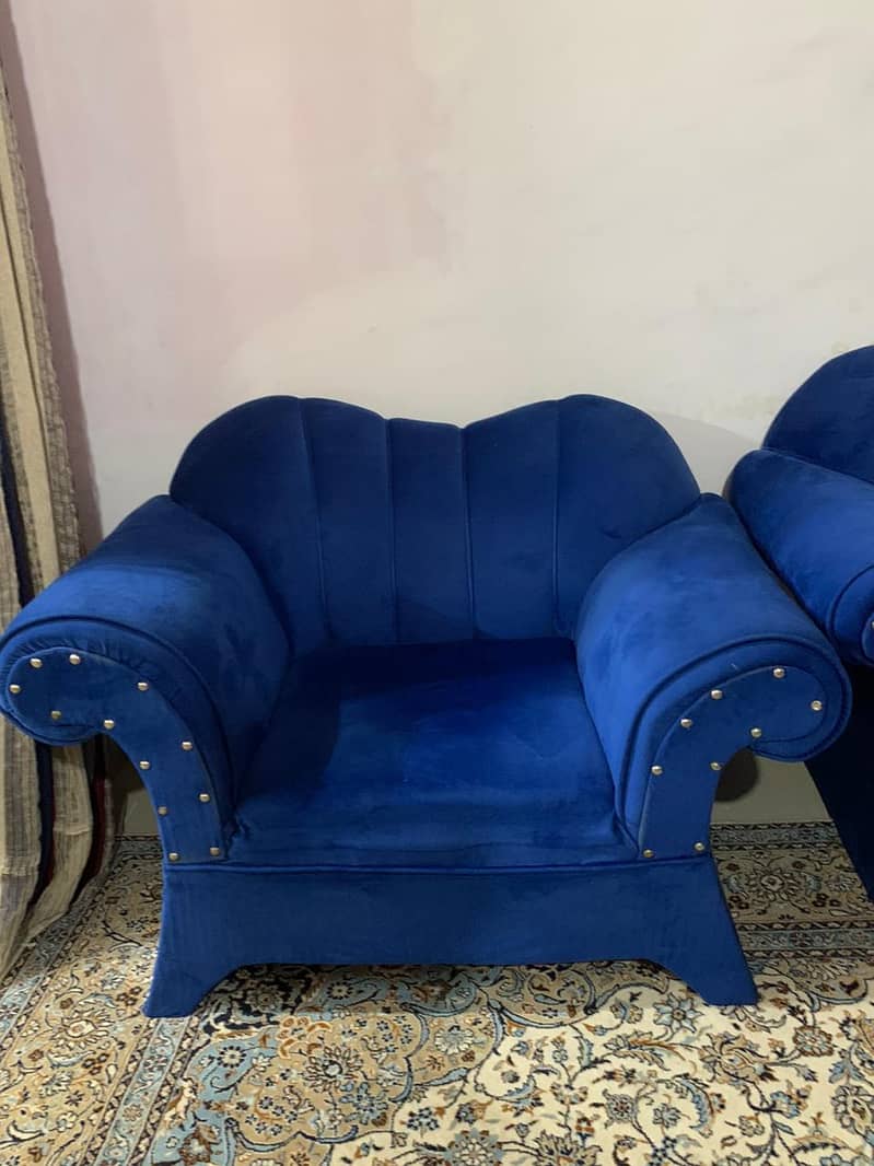 sofa set / 5 seater sofa set / blue elegant sofa / wooden sofa set / 3