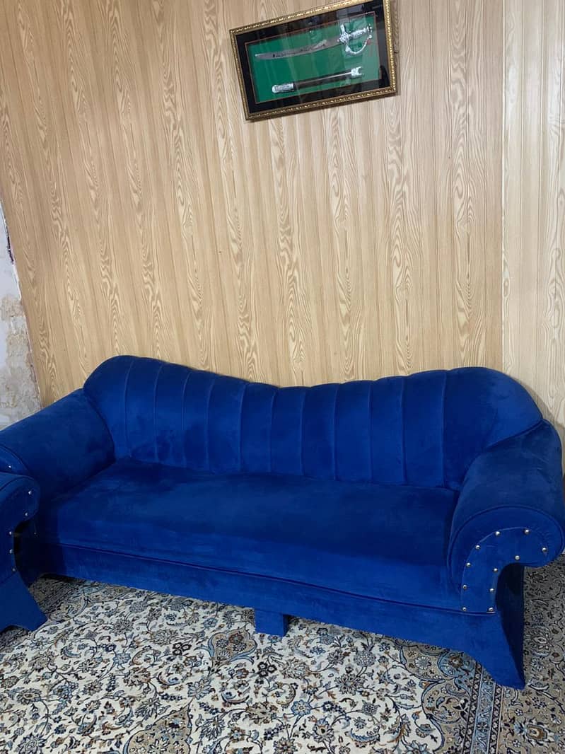 sofa set / 5 seater sofa set / blue elegant sofa / wooden sofa set / 4