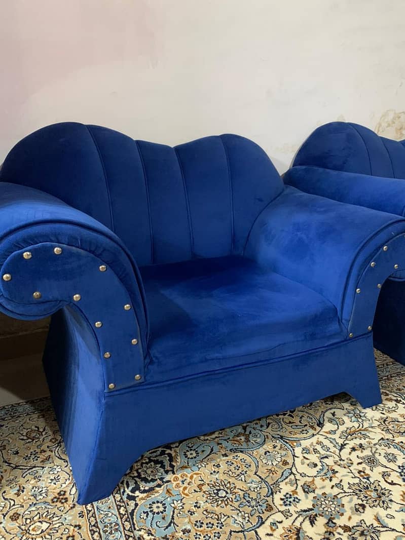 sofa set / 5 seater sofa set / blue elegant sofa / wooden sofa set / 5