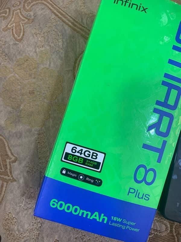 infinix smart 8puls complete box charger 8/64GB 6