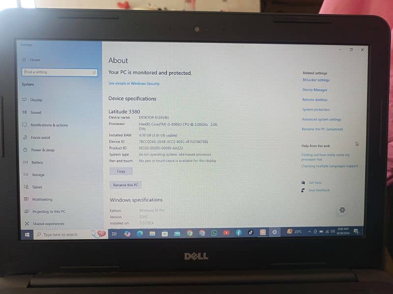 Dell Latitude 3380 Core i3 6th genration 4gb 240 ssd 6