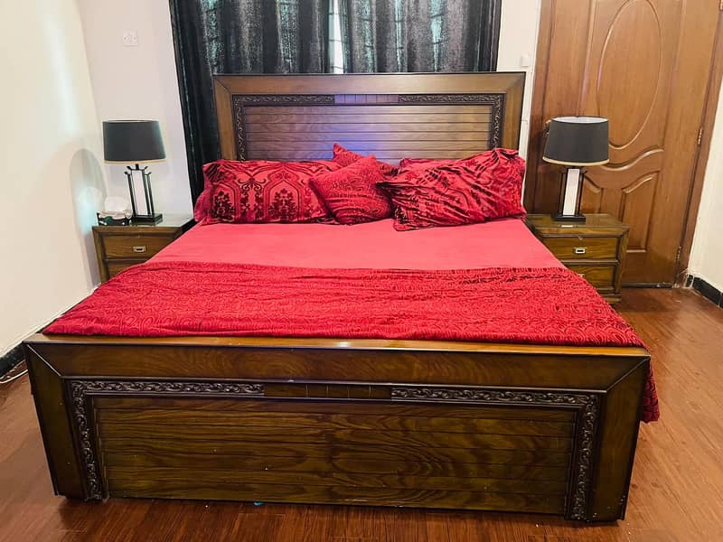 King Size Bed Set/Side Tables/Dressing/Spring Mattress/wooden bed set 7