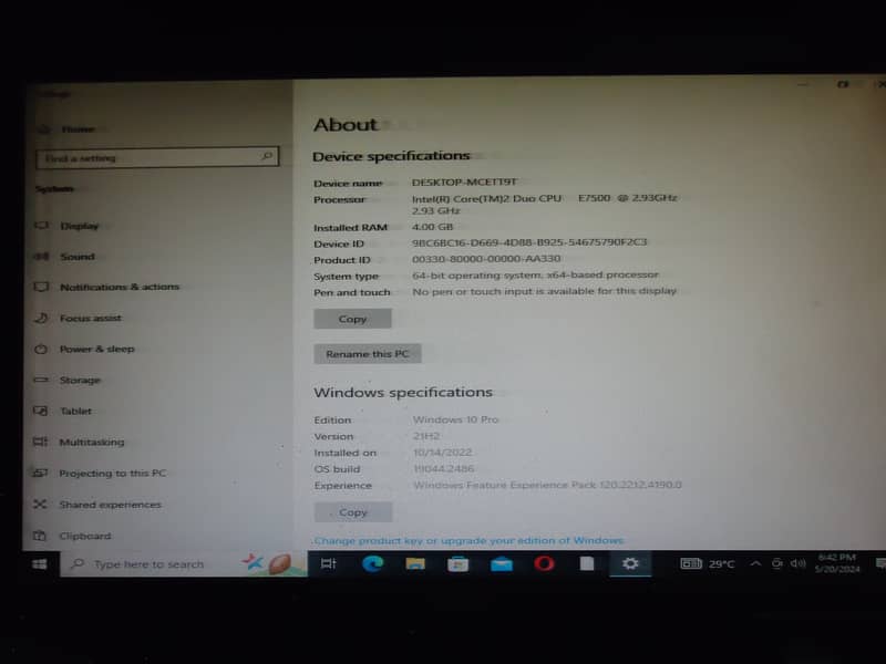 HP PC Intel Core 2 Duo 2GB RAM 256GB HDD 19'' Monitor Win 10 Pro 6