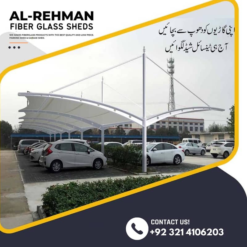 car parking shade \ car shed \ Fiber Shades \ Tensile Shades in lahore 4