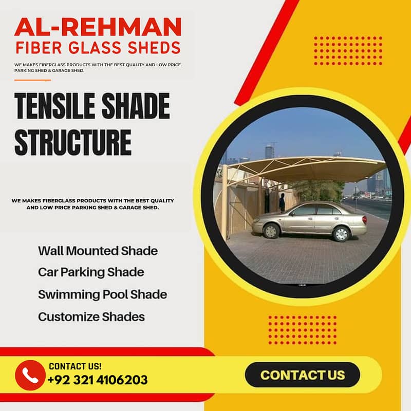 car parking shade \ car shed \ Fiber Shades \ Tensile Shades in lahore 6