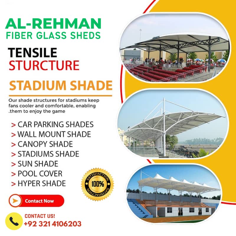 car parking shade \ car shed \ Fiber Shades \ Tensile Shades in lahore 8