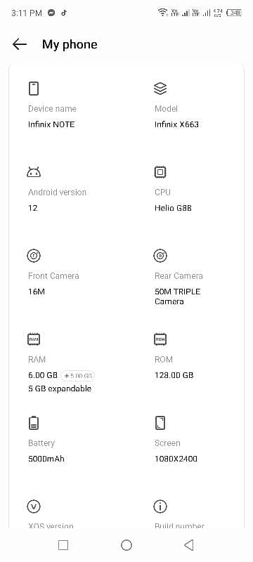 infinix note 11 6gb RAM 128gb memory 5