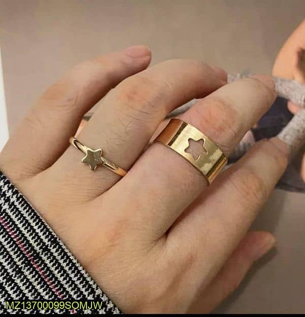 2 Pcs Trendy Couple Star Rings 0