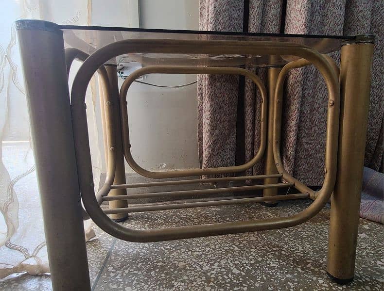 2 Brass Golden Side Tables With Glass 1