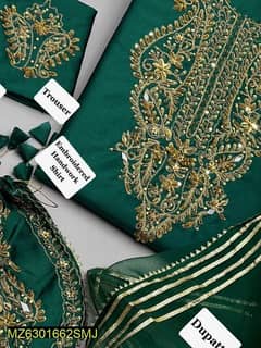 3 piece Unsitiched Katan fancy Silk embroidered suits