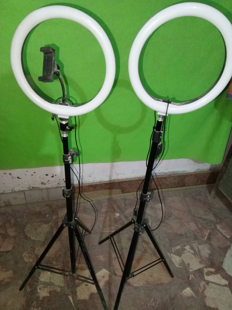 2 Tripods with 2 Medium Size Ring Lights 0