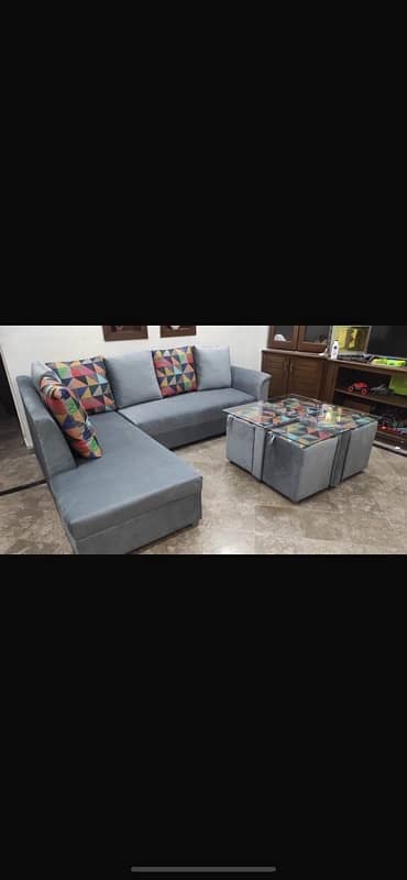 l shaped sofa set 12year grnty foam 4