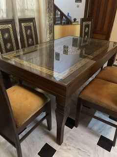 Dinning Table Set with 6 chairs Dining table / 6 seater dining / glass