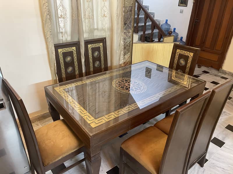 Dinning Table Set with 6 chairs Dining table / 6 seater dining / glass 7