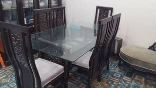 Dining table - Glass top - 6 Chairs