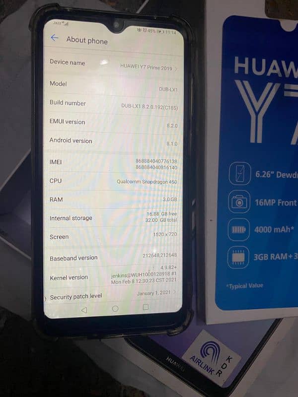 Huawei y7 prime 2019.3/32.4G with box. 4