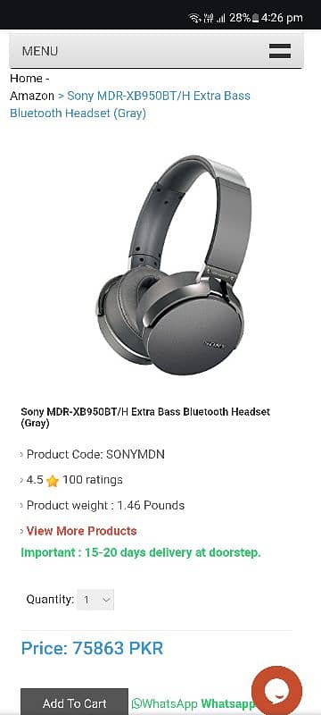 ORIGINAL Sony MDR-XB950BT Extra Bass Headphones 3